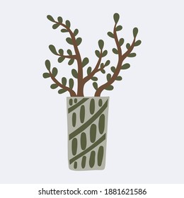 Hand drawn houseplants. Vector illustration of potted plants for home isolated on white background