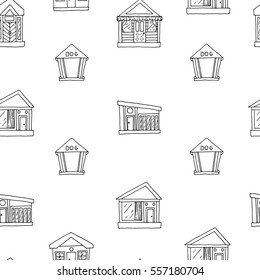 Hand drawn houses vector pattern