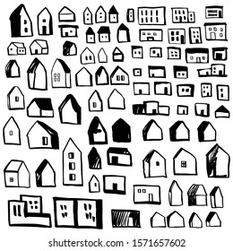 Hand drawn houses. Vector sketch  illustration.