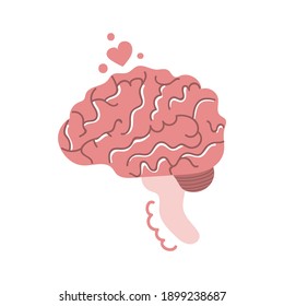 Hand drawn human brain. Cute flat modern illustration. internal organ concept.