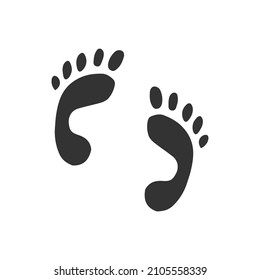 Hand drawn human footprint. Baby foot prin. In doodle style, black silhouette isolated on a white background. Cute element for design cards, social media banners, stickers. Vector illustration.