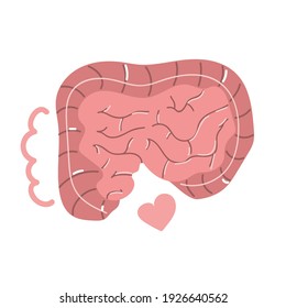 Tracto intestinal humano dibujado a mano. Ilustración plana.