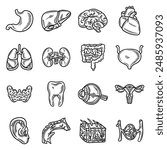 Hand Drawn Human Organ No Color Set