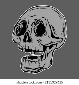 Hand drawn human scull vector illustration