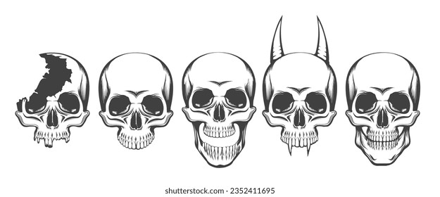 Hand Drawn Human Skull