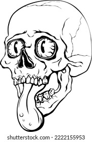 Hand drawn human skull isolated on white.