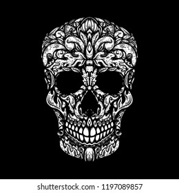 Hand Drawn Human Skull Made floral shapes. Design element for poster, t shirt. Vector illustration