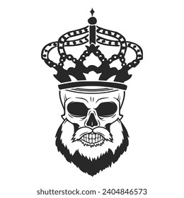 Hand drawn human skull silhouette vector illustration.