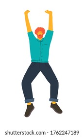 Hand drawn Human is standing pose and trying to hold something or makes exercise. Vector illustration in flat style