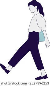 Hand Drawn Human Walking Character. Flat Vector Illustration