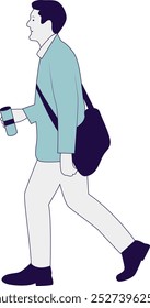Dibujado A Mano Personaje De Caminar Humano. Ilustración vectorial plana
