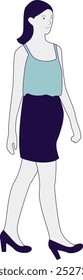 Hand Drawn Human Walking Character. Flat Vector Illustration