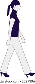 Hand Drawn Human Walking Character. Flat Vector Illustration