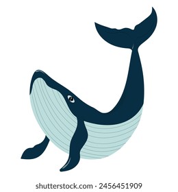 Hand drawn humpback whale. Vector illustration of ocean animal  on a white background