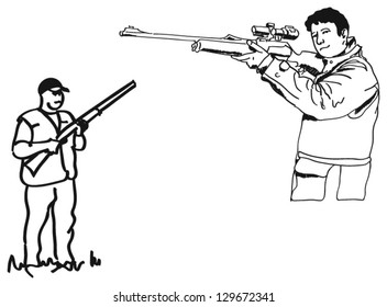 Hand drawn hunters