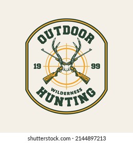 Hand Drawn Hunting Club Logo Label Badge
