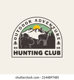 Hand Drawn Hunting Club Logo Label Badge