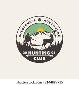 Hand Drawn Hunting Club Logo Label Badge