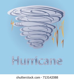 Hand Drawn Hurricane with Lightnings. Vector Doodle Drawings.