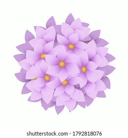 Hand drawn hydrangea rose purple flower vector illustration, natural plant white background, wedding celebration birthday holiday invitation element, sticker, wallpaper, packaging