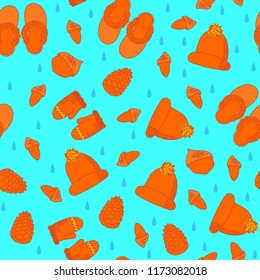 Hand drawn hygge, cozy elements. Time to Hygge. Vector pattern. autumn sweets