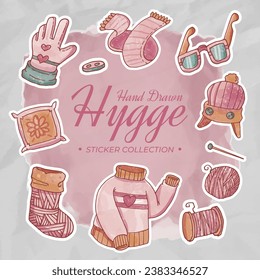 Hand Drawn Hygge Sticker Collection in Rose Pink Tones