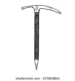 Hand Drawn Ice Axe. Mountaineering Tool. Vector illustration