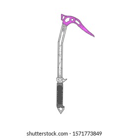 Hand Drawn Ice Axes Logo or Label. Mountaineering Tools. Vector illustration