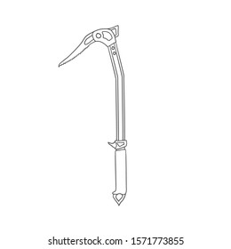 Hand Drawn Ice Axes Logo or Label. Mountaineering Tools. Vector illustration
