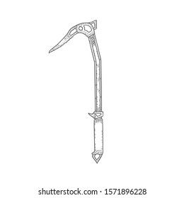 Hand Drawn Ice Axes Logo or Label. Mountaineering Tools. Vector illustration