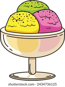 Hand drawn ice cream character illustration, vector