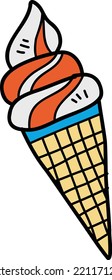 Hand Drawn ice cream cone illustration isolated on background