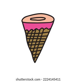 Hand drawn ice cream cone snack food and drink line doodles. sign or doodles element design vector