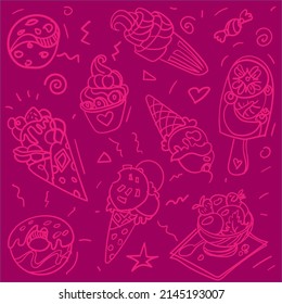 hand drawn ice cream cones ice cream lolly donuts candy