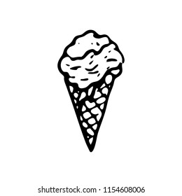 Hand Drawn ice cream doodle. Sketch style icon. Decoration element. Isolated on white background. Flat design. Vector illustration.
