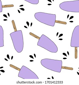 Hand drawn Ice cream food seamless pattern. Ice cream Vector illustration in doodle style
