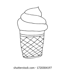 Hand drawn Ice cream food isolated on white background. Ice cream Vector illustration in doodle style. Freehand drawing
