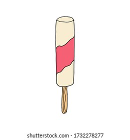 Hand drawn Ice cream food isolated on white background. Ice cream Vector illustration in doodle style. Freehand drawing