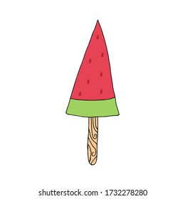 Hand drawn Ice cream food isolated on white background. Ice cream Vector illustration in doodle style. Freehand drawing