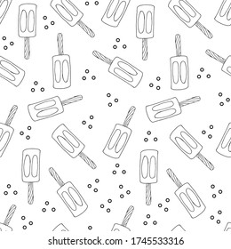 Hand drawn Ice cream food seamless pattern. Ice cream Vector illustration in doodle style