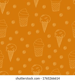 Hand drawn Ice cream food seamless pattern. Ice cream Vector illustration in doodle style