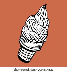Hand Drawn Ice Cream Food Dessert Pastries Menu Cafe Restaurants illustration