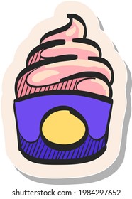 Hand drawn Ice cream icon in sticker style vector illustration