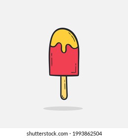 Hand drawn Ice cream icon Design Template. Illustration vector graphic. doodle ice cream print. Perfect for for cafe menu, card, birthday card decoration.