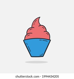 Hand drawn Ice cream icon Design Template. Illustration vector graphic. doodle ice cream print. Perfect for for cafe menu, card, birthday card decoration.