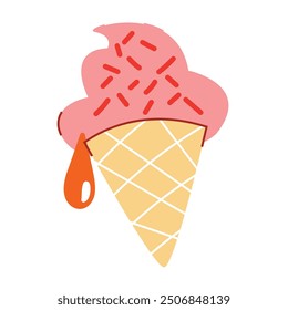 Hand drawn ice cream illustration on white background
