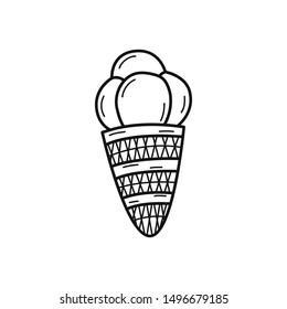 Hand drawn Ice Cream isolated on a white. Vector illustration.
