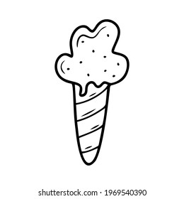 Hand drawn ice cream isolated on a white background. Doodle, simple outline illustration. It can be used for decoration of textile, paper.