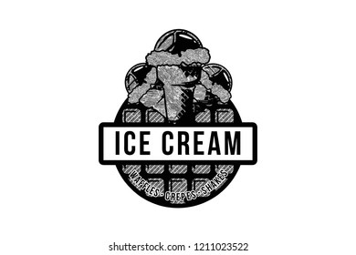 hand drawn ice cream logo Designs Inspiration Isolated on White Background