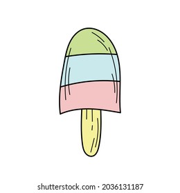 Hand drawn ice cream - ice lolly - vector illustration. Simple summer color icon for design